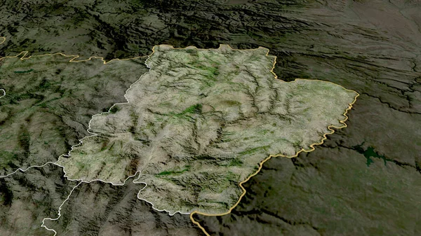 Braganca Bezirk Von Portugal Vergrößert Und Hervorgehoben Satellitenbilder Rendering — Stockfoto