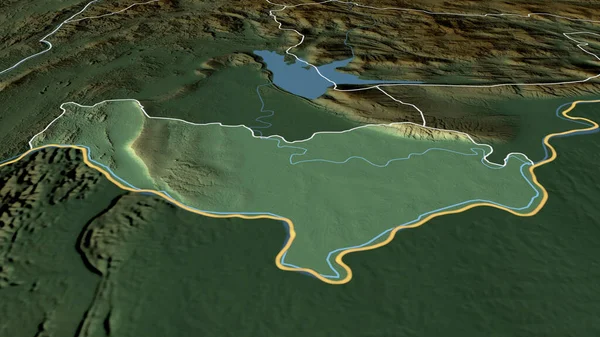 万象道府县 老挝市扩大并突出强调了这一点 主要自然景观特征 3D渲染 — 图库照片