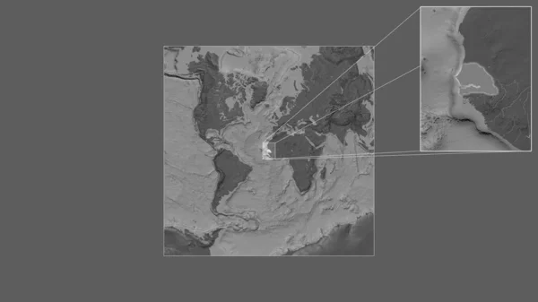 从世界大比例尺地图中提取出的塞内加尔扩大和扩大的地区 其主要线连接了框架的各个角落 Bilevel高地图 — 图库照片