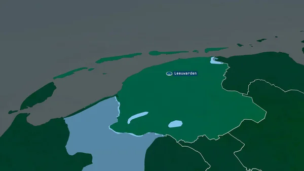 Frise Province Des Pays Bas Zoomé Mis Évidence Avec Capitale — Photo