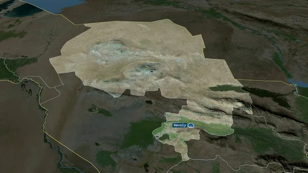 Navoi Región Uzbekistán Zoomed Destacó Con Capital Imágenes Satélite Renderizado — Foto de Stock