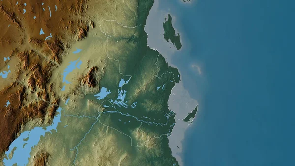 Pwani Region Tanzanii Kolorowa Ulga Jeziorami Rzekami Kształt Nakreślony Stosunku — Zdjęcie stockowe