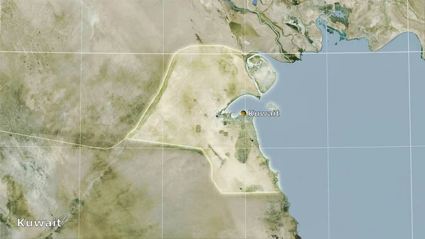 卫星D地图上的科威特地区立体投影 主要成分 — 图库照片