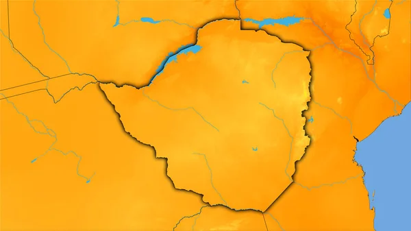 Zimbabwe Area Annual Temperature Map Stereographic Projection Raw Composition Raster — Stock Photo, Image