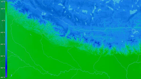 Temperatura Mínima Mês Mais Frio Dentro Área Nepal Projeção Estereográfica — Fotografia de Stock