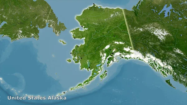 United States Alaska Area Satellite Map Stereographic Projection Main Composition — Stock Photo, Image