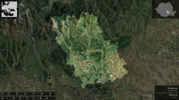 Прахова Румыния Спутниковые Снимки Форма Представленная Территории Страны Информативными Накладками — стоковое фото