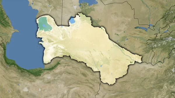 Turkmenistan Gebied Satellietkaart Stereografische Projectie Ruwe Samenstelling Van Rasterlagen Met — Stockfoto