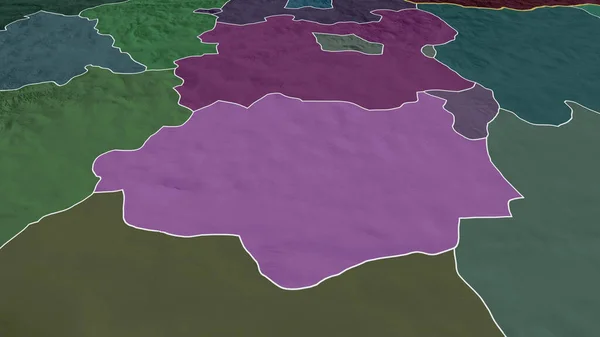 Dundgovi Provincia Mongolia Zoomed Destacó Mapa Coloreado Tocado División Administrativa — Foto de Stock