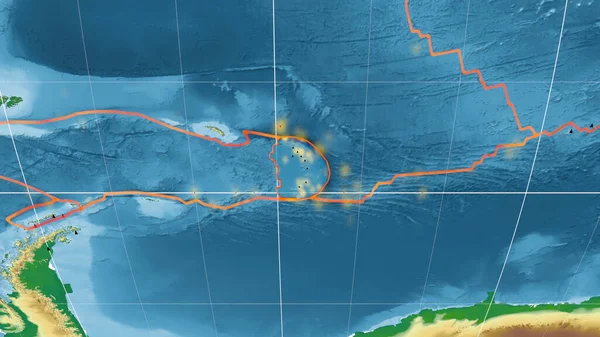 샌드위치 Sandwich Tectonic Plate 웨이드 Mollweide Projection 세계적 지도에 개요이다 — 스톡 사진