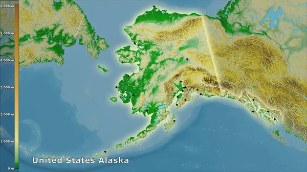 Carte Physique Région Alaska Aux États Unis Dans Projection Stéréographique — Photo