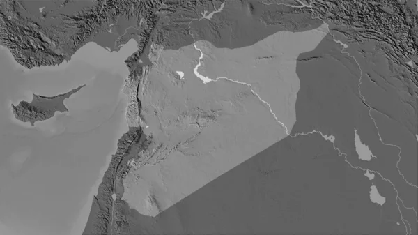 Siria Mapa Elevación Bileveles Proyección Estereográfica Composición Cruda Las Capas — Foto de Stock