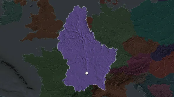 Υπογραμμισμένη Περιοχή Του Λουξεμβούργου Κύριο Σημείο Τον Αφυδατωμένο Χάρτη Της — Φωτογραφία Αρχείου