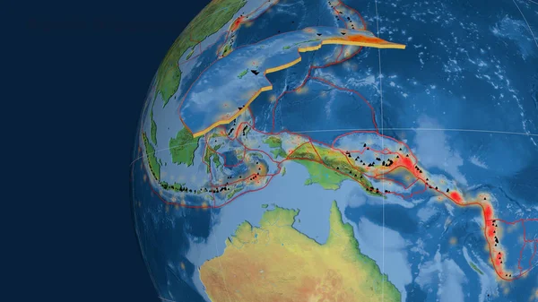 Płyta Tektoniczna North Bismarck Wytłaczana Prezentowana Kuli Ziemskiej Mapa Topograficzna — Zdjęcie stockowe