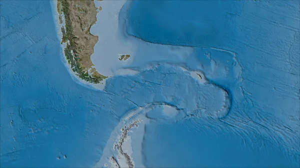 Sousedství Scotia Tektonické Desky Mapě Satelitu Van Der Grinten Projekce — Stock fotografie
