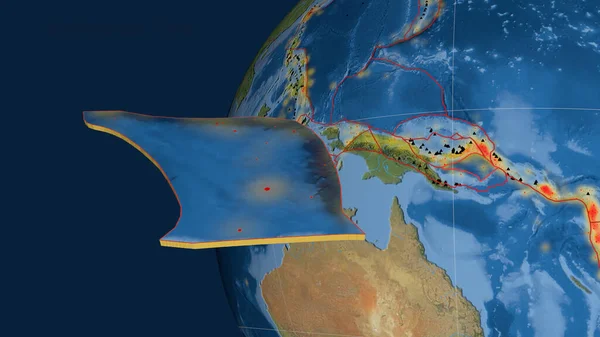 Solomon Sea Tektonische Platte Extrudiert Und Präsentiert Gegen Den Globus — Stockfoto