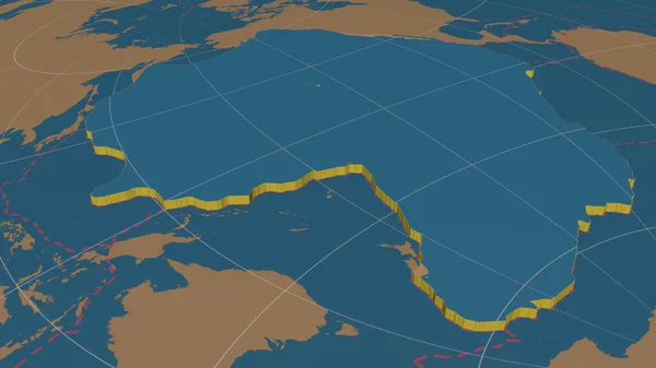 Płyta Tektoniczna Pacyfiku Powiększona Ekstrudowana Tylko Globalne Kształty Maska Lądowa — Zdjęcie stockowe