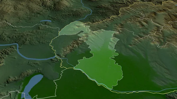 Trnavsky スロバキアの領域が拡大し 強調表示されました 主な物理的な風景機能 3Dレンダリング — ストック写真