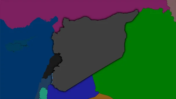 Zone Syrienne Sur Carte Des Divisions Administratives Dans Projection Stéréographique — Photo