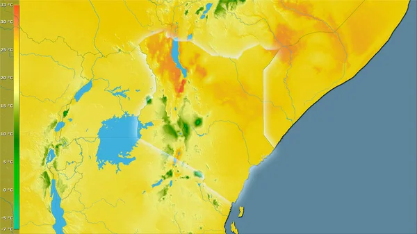 Gemiddelde Temperatuur Van Het Koudste Kwartaal Het Keniaanse Gebied Stereografische — Stockfoto