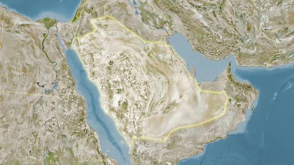 Arábia Saudita Área Satélite Mapa Projeção Estereográfica Composição Bruta Camadas — Fotografia de Stock