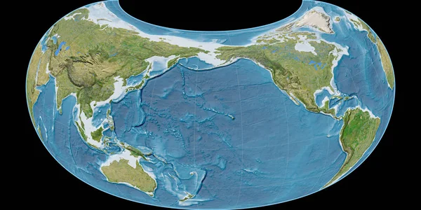 Mapa Mundo Projeção Raisz Armadillo Centrada Longitude Oeste 170 Imagens — Fotografia de Stock