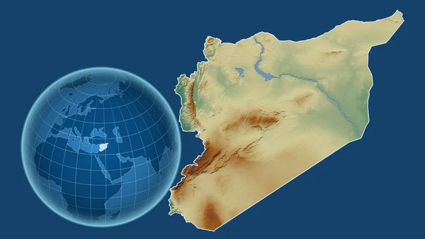 Siria Globo Con Forma Del Paese Mappa Ingrandita Con Suo — Foto Stock