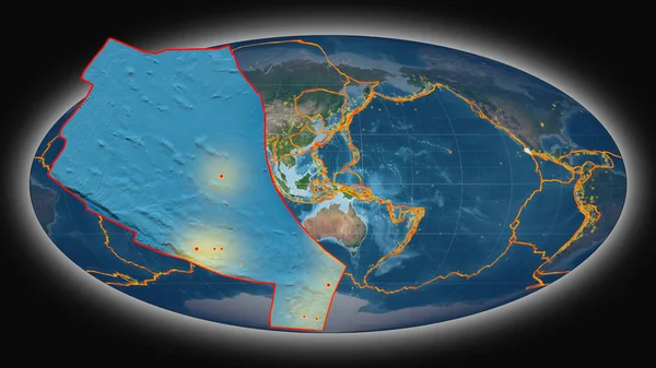 Rivera Tektoniska Plattan Extruderas Och Presenteras Mot Den Globala Satellitbilder — Stockfoto