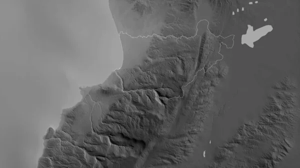 アクカル レバノンの知事 湖や川とグレースケールの地図 形状は その国の領域に対して概説 3Dレンダリング — ストック写真