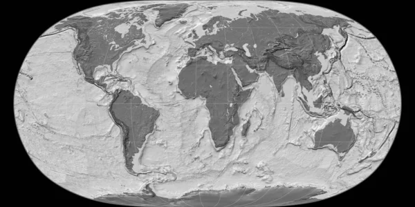 Карта Мира Природной Проекции Земли Сосредоточена Восточной Долготе Двухуровневая Топографическая — стоковое фото
