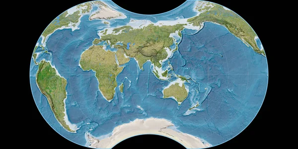 Mapa Mundo Projeção Globular Aparente Maurer Centrada Longitude Leste Imagens — Fotografia de Stock