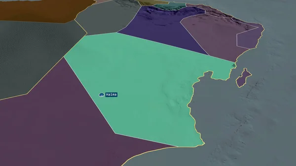 Wusta Região Omã Ampliada Destacada Com Capital Mapa Colorido Esburacado — Fotografia de Stock