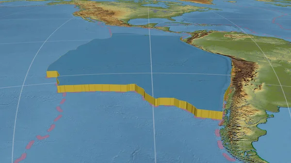 Placa Tectónica Nazca Amplió Extruyó Giró Hacia Lado Sur Mapa —  Fotos de Stock