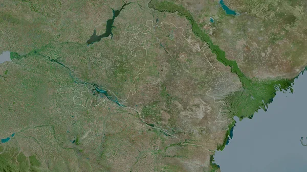 Kalmyk República Rússia Imagens Satélite Forma Delineada Contra Sua Área — Fotografia de Stock