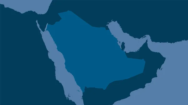 立体投影中的实心地图上的沙特阿拉伯地区 栅格层的原始成分 — 图库照片