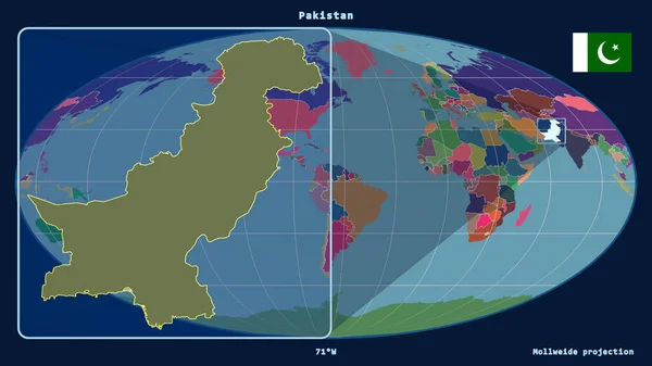 Zoomed Vista Del Pakistan Contorno Con Linee Prospettiche Contro Una — Foto Stock