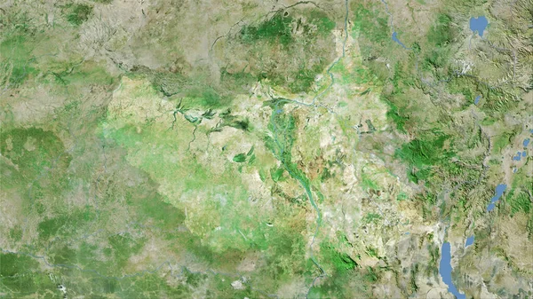 Sydsudan Området Satelliten Kartan Den Stereografiska Projektionen Råa Sammansättningen Rasterskikt — Stockfoto