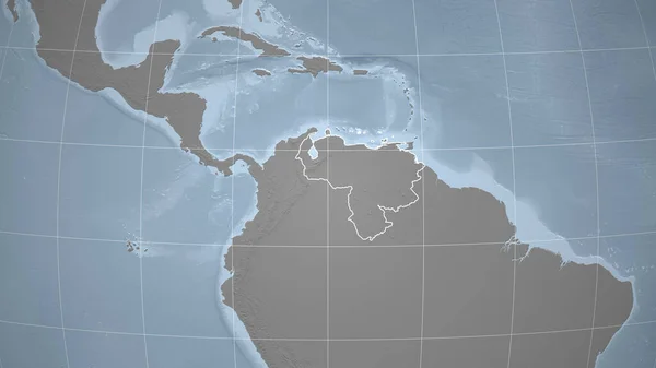 Venezuela Bairro Perspectiva Distante Com Contorno País Mapa Elevação Escala — Fotografia de Stock