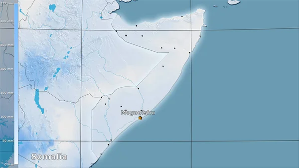 Précipitations Des Quartiers Les Secs Région Somalienne Dans Projection Stéréographique — Photo