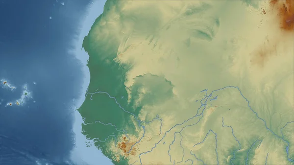 Mali Perspective Rapprochée Pays Pas Grandes Lignes Carte Topographique Relief — Photo