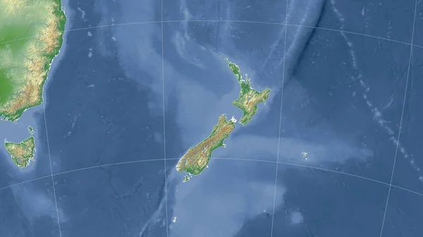 Nuova Zelanda Dintorni Prospettiva Obliqua Lontana Nessun Contorno Mappa Fisica — Foto Stock