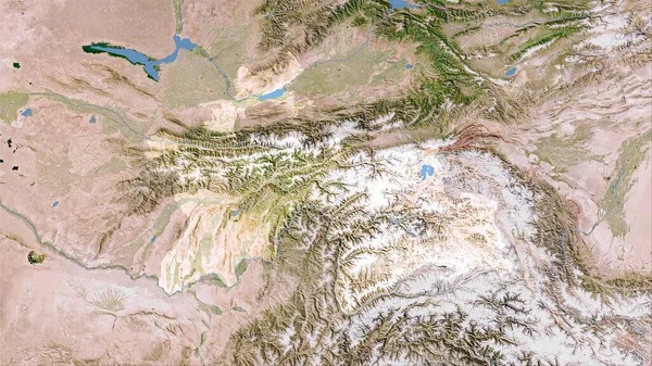 Tadschikistan Auf Der Satelliten Karte Der Stereographischen Projektion Rohzusammensetzung Von — Stockfoto