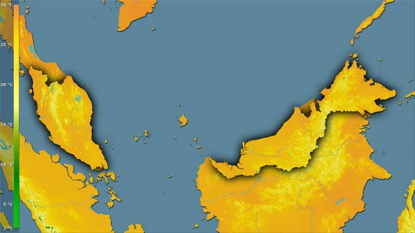 Temperatura Media Del Quartiere Più Caldo Della Malesia Nella Proiezione — Foto Stock