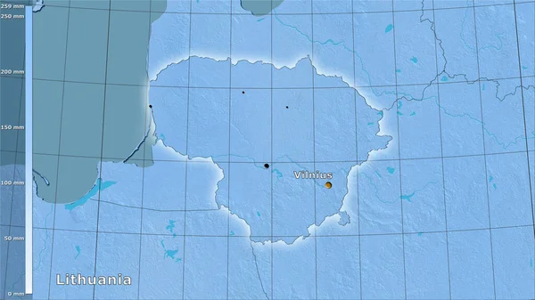 Précipitations Des Quartiers Les Chauds Lituanie Dans Projection Stéréographique Avec — Photo