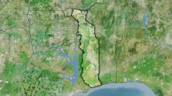 Stereografik Projeksiyondaki Uydusundaki Togo Alanı Koyu Parlak Çizgili Raster Tabakalarının — Stok fotoğraf