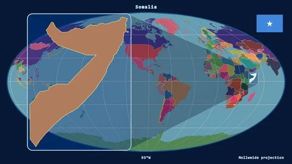 Vista Ampliada Del Esquema Somalia Con Líneas Perspectiva Contra Mapa —  Fotos de Stock