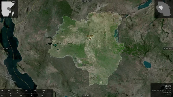 Табора Регіон Танзанії Супутникові Знімки Форма Представлена Проти Своєї Країни — стокове фото