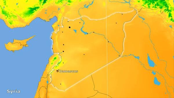 Syrië Jaarlijkse Temperatuurkaart Stereografische Projectie Belangrijkste Samenstelling — Stockfoto