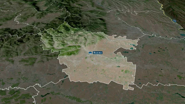 Buzau Grevskapet Rumänien Zoomade Och Belystes Med Kapital Satellitbilder Rendering — Stockfoto