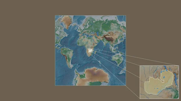 Área Expandida Ampliada Zâmbia Extraída Mapa Grande Escala Mundo Com — Fotografia de Stock